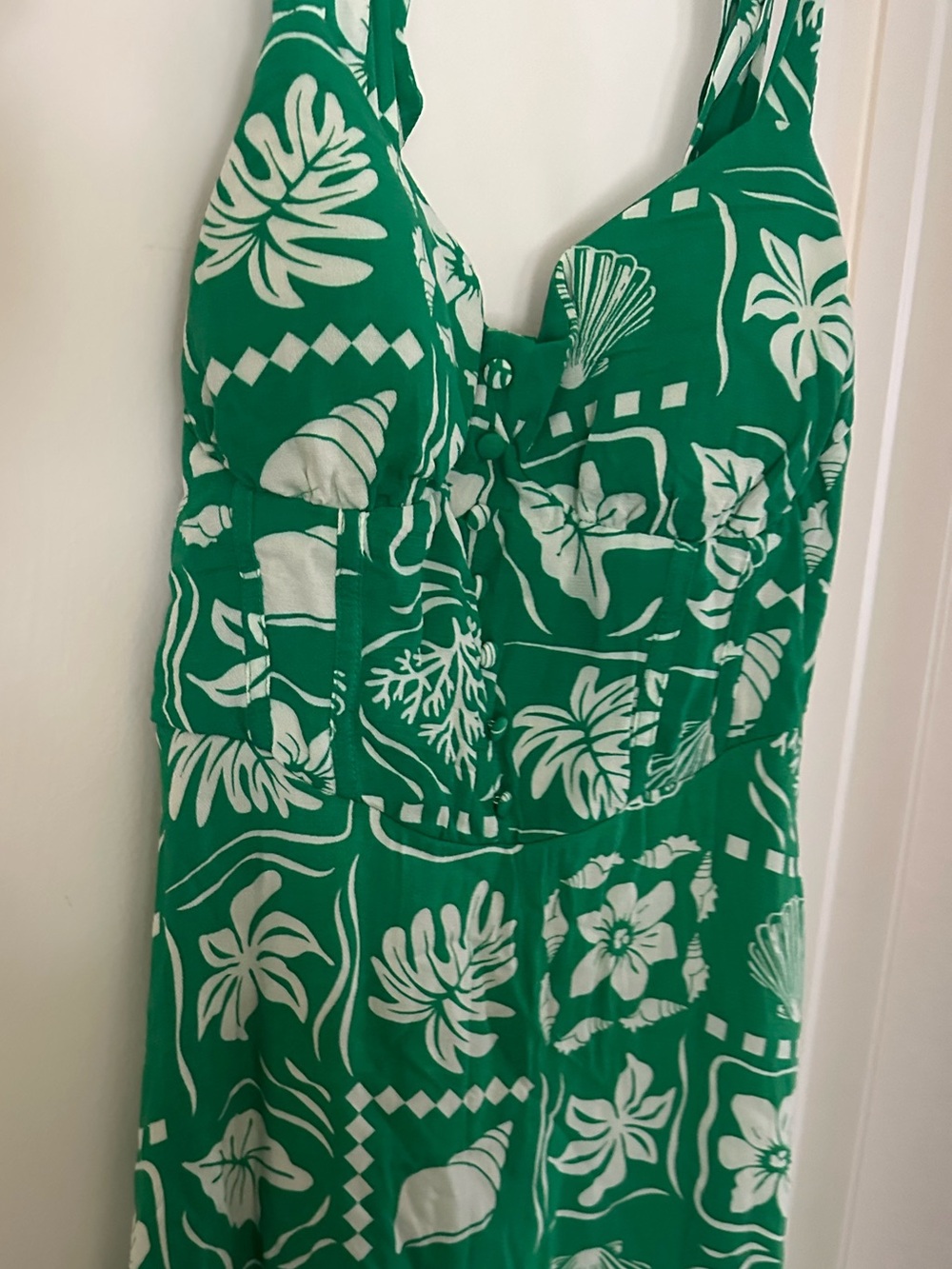 SO Green and White Tropical Maxi Dress